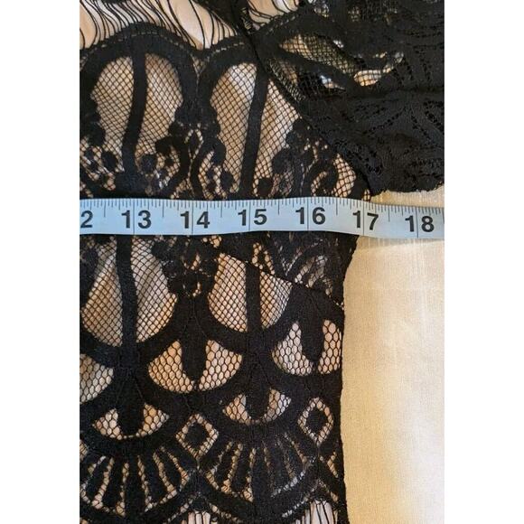 Eliza J Women's Size 6 Shift Dress Black Lace Over Tan - Picture 4 of 8